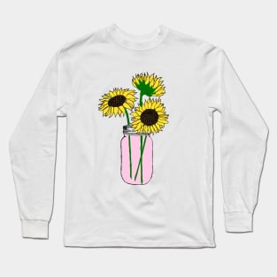 Sunflowers in a Pink Jar Long Sleeve T-Shirt